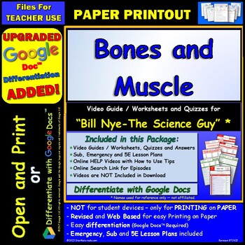 Preview of Video Guide and Quiz for Bill Nye Bones & Muscle - PRINT Version