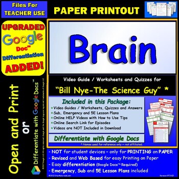 Preview of Video Guide and Quiz for Bill Nye Brain - PRINT Version