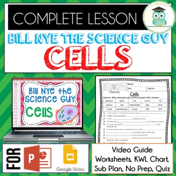 Preview of Bill Nye CELLS Video Guide, Quiz, Sub Plan, Worksheets, No Prep Lesson