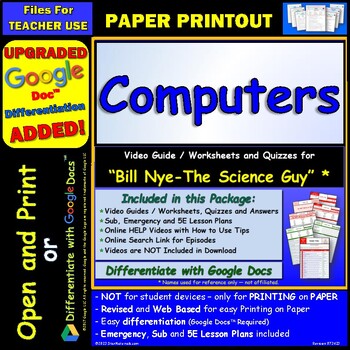 Preview of Video Guide and Quiz for Bill Nye Computers - PRINT Version
