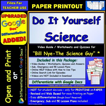 Preview of Video Guide and Quiz for Bill Nye Do-It-Yourself Science - PRINT Version