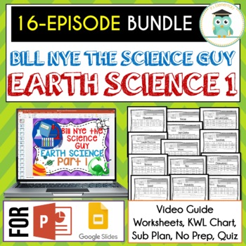 Preview of Bill Nye EARTH SCIENCE Part 1 BUNDLE, Video Guides, Sub Plans, Worksheets