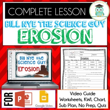 Preview of Bill Nye EROSION Video Guide, Quiz, Sub Plan, Worksheets, No Prep Lesson