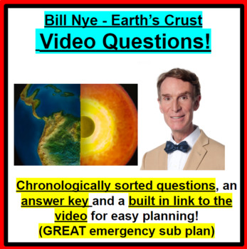 Preview of Bill Nye - Earth's Crust Video Questions GREAT SUB PLANS!