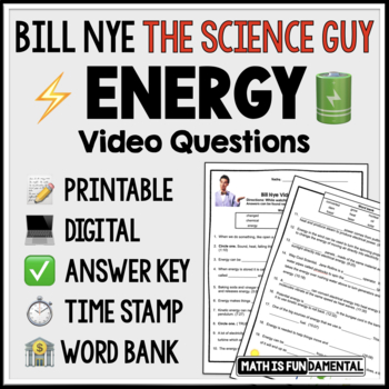 Preview of Bill Nye - Energy | Video Questions | Worksheets | Guided Notes