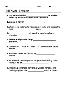 Preview of Bill Nye Erosion Video Guide