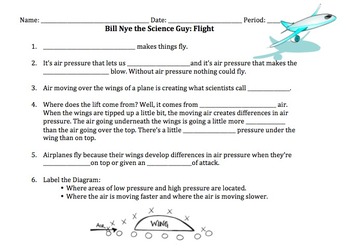 Preview of Bill Nye Flight Video Worksheet