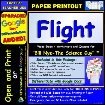 Preview of Video Guide and Quiz for Bill Nye Flight - PRINT Version