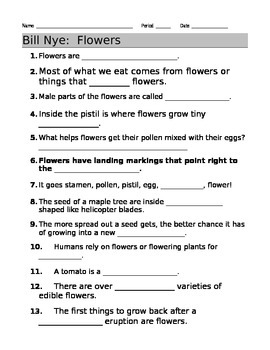 Bill Nye Flowers Video Guide Sheet by jjms | Teachers Pay Teachers