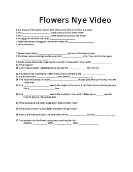 Preview of Bill Nye "Flowers" Video Worksheet