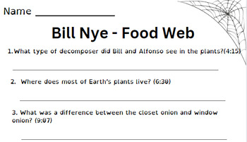Preview of Bill Nye - Food Web Questions