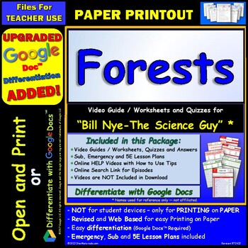 Video Guide and Quiz for Bill Nye Forests PRINT Version by Star Materials