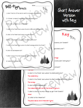 Bill Nye Forests Worksheets by Love Duck TPT