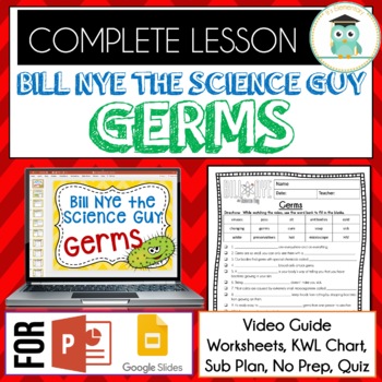 Preview of Bill Nye GERMS Video Guide, Quiz, Sub Plan, Worksheets, No Prep Lesson