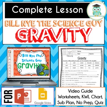 Preview of Bill Nye GRAVITY Video Guide, Quiz, Sub Plans, Worksheets, No Prep Lesson
