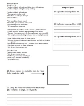 Bill Nye Gravity Video Worksheet by Mayberry in Montana TpT