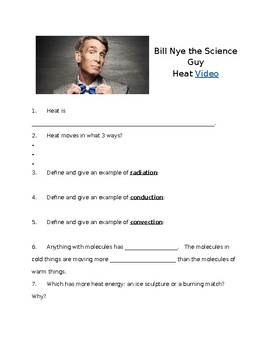 Preview of Bill Nye Heat Episode Worksheet