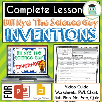 Preview of Bill Nye INVENTIONS Video Guide, Quiz, Sub Plan, Worksheets, No Prep Lesson
