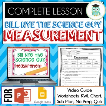 Preview of Bill Nye MEASUREMENT Video Guide, Quiz, Sub Plan, Worksheets, No Prep Lesson