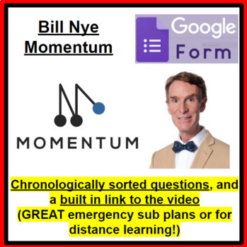 Preview of Bill Nye - Momentum (MS-PS2) (Great sub plans or distance learning!)