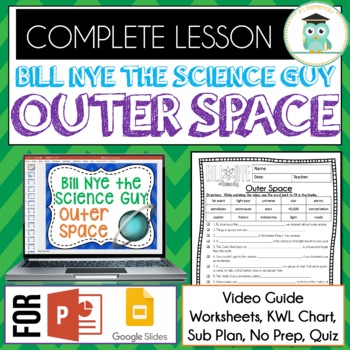Preview of Bill Nye OUTER SPACE Video Guide, Quiz, Sub Plan, Worksheets, No Prep Lesson