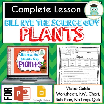 Preview of Bill Nye PLANTS - Video Guide, Quiz, Sub Plan, Worksheets, No Prep, Lesson