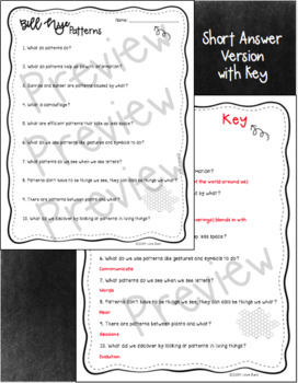 Bill Nye Patterns Worksheets by Love Duck TPT