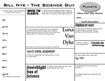 Preview of Bill Nye - Planets - Ultimate Watch-Along Worksheet (Episode Questions)