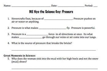Bill Nye Pressure Worksheet Answers