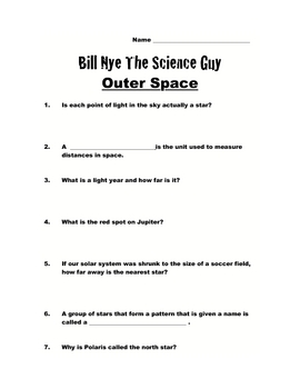 Bill Nye Questions-OUTER SPACE-14Q's, key, SCIENCE KARAOKE by Nicole Paul