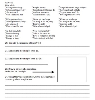 Bill Nye Respiration Video Worksheet by Mayberry in Montana TPT