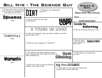 Preview of Bill Nye - Rocks & Soil - Ultimate Watch-Along Worksheet