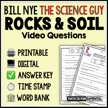 Preview of Bill Nye - Rocks & Soil  | Video Questions | Digital & Printable