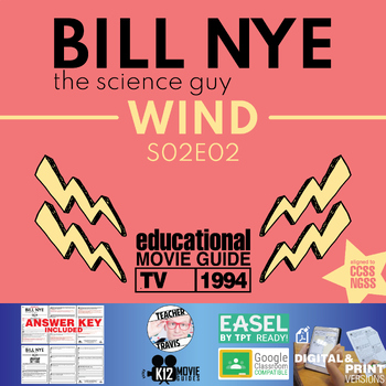 Preview of Bill Nye | S02E02 - Wind Video Guide Worksheet | Erosion | Weather | Questions