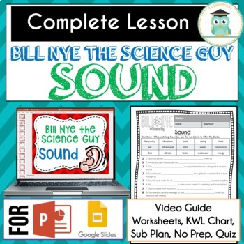 Preview of Bill Nye SOUND Video Guide, Quiz, Sub Plan, Worksheets, No Prep Lesson
