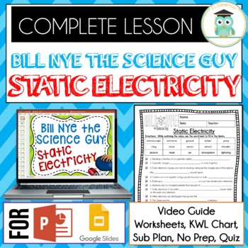 Preview of Bill Nye STATIC ELECTRICITY Video Guide, Quiz, Sub Plan, Worksheets, Lesson