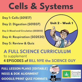 Preview of Bill Nye Science Curriculum | Cells & Systems | Full Lesson Plan | U2W1