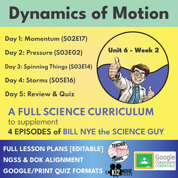 Preview of Bill Nye Science Curriculum | Dynamics of Motion | Full Lesson Plans | U6W2