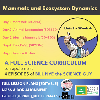 Preview of Bill Nye Science Curriculum | Mammals and Ecosystem Dynamics | U1W4