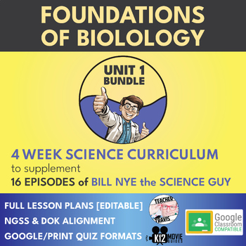 Preview of Bill Nye Science Curriculum | Unit 1 Bundle | Foundations of Biology | SAVE 20%