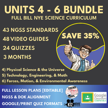 Preview of Bill Nye Science Curriculum | Units 4 to 6 Bundle | 3 Months | SAVE 35%
