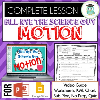 Preview of Bill Nye Science MOTION Video Guide, Quiz, Sub Plan, Worksheets, No Prep Lesson