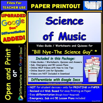 Preview of Video Guide and Quiz for Bill Nye Science of Music - PRINT Version