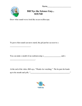 Preview of Sound Video Response Worksheet Bill Nye the Science Guy