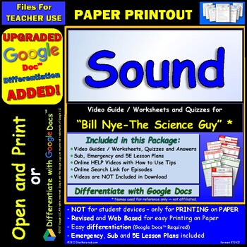 Preview of Video Guide and Quiz for Bill Nye Sound - PRINT Version