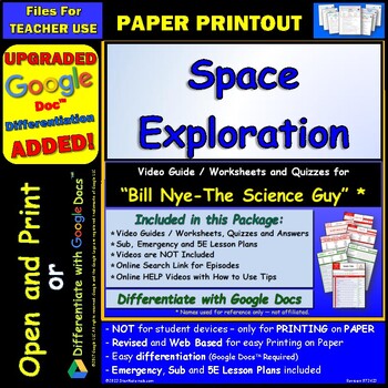 Preview of Video Guide and Quiz for Bill Nye Space Exploration - PRINT Version