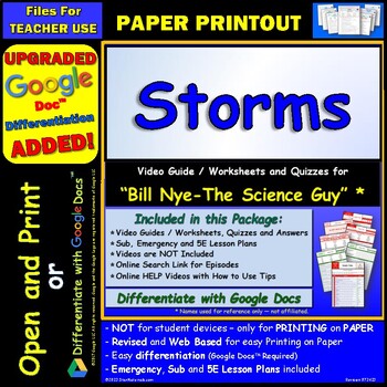Differentiated Video Worksheet, Quiz & Ans. for Bill Nye ...