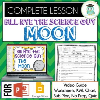 Preview of Bill Nye THE MOON Video Guide, Quiz, Sub Plan, Worksheets, No Prep Lesson