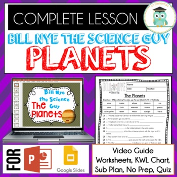 Preview of Bill Nye THE PLANETS - Video Guide, Quiz, Sub Plan, Worksheets, No Prep, Lesson