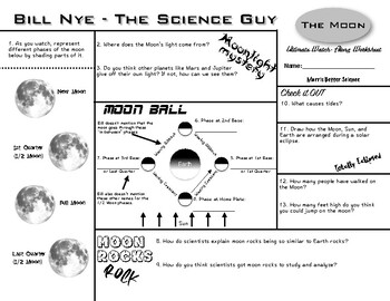 Preview of Bill Nye - The Moon Episode - Ultimate Watch-Along Worksheet